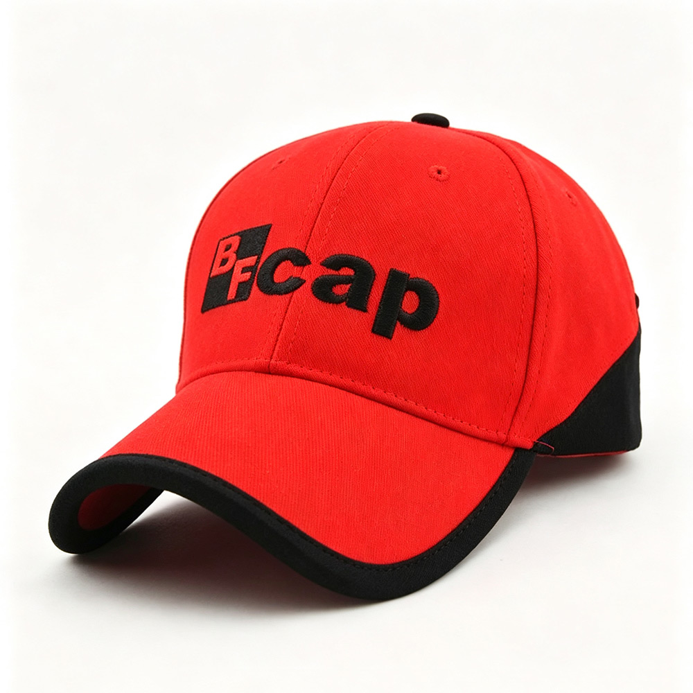 Baseball Caps Cotton Red Black Colorblock BFcap Embroidered Adjustable Baseball Cap Casual Two Tone Brass Buckle Outdoor Curved Brim Sports Hat