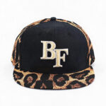 Flat Brim Caps Black Front Leopard Print BF Embroidered Spliced Flat Brim Adjustable Baseball Cap Unisex Hip-Hop 3D Gold Streetwear Snapback Hat