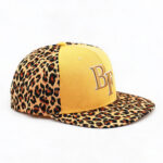 Flat Brim Caps Yellow BF 3D Embroidered Leopard Print Spliced Flat Brim Baseball Cap Unisex Hip-Hop Streetwear Adjustable Snapback Hat