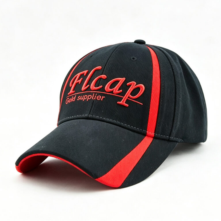 Baseball Caps Black Red Flcap Embroidered Logo Adjustable Baseball Cap Casual Unisex Red Side Stripe Sports Hat