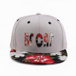 Flat Brim Caps Light Gray Crown Red Floral Brim BFCAP Embroidered Patch Applique Floral Perforated Snapback Cap Unisex Hip Hop Street Adjustable Flat Brim Hat