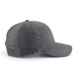 Sports Caps Dark Grey Perforated Laser Cut Perforated Baseball Cap Quick Dry Breathable Curved Brim Adjustable Outdoor Sports Hat