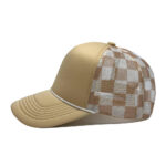Trucker Caps Foam Checkered Trucker Hat Plaid Blank Rope Curved Brim Adjustable Mesh Baseball Cap