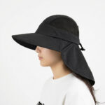 Bucket Hats UPF50+ Sun Ponytail Hole Breathable Mesh Hiking Gardening Beach Wide Brim Hat Adjustable Drawstring Coverage Outdoor Fishing Cap with Neck Flap