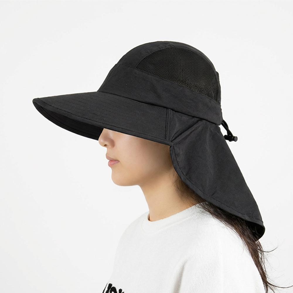 Bucket Hats UPF50+ Sun Ponytail Hole Breathable Mesh Hiking Gardening Beach Wide Brim Hat Adjustable Drawstring Coverage Outdoor Fishing Cap with Neck Flap