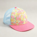 Trucker Caps Girls Pink Floral Print Outdoor Trucker Hat Summer Kids Light Blue Adjustable Mesh Baseball Cap