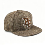 Flat Brim Caps Brown 3D White-Outline BF Embroidered Flat Brim Outdoor Snapback Cap Casual Unisex Hip-Hop Streetwear Adjustable Baseball Hat