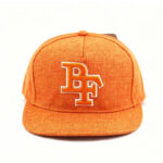 Flat Brim Caps Orange 3D White-Outline BF Embroidered Flat Brim Outdoor Snapback Cap Casual Unisex Hip-Hop Streetwear Adjustable Baseball Hat