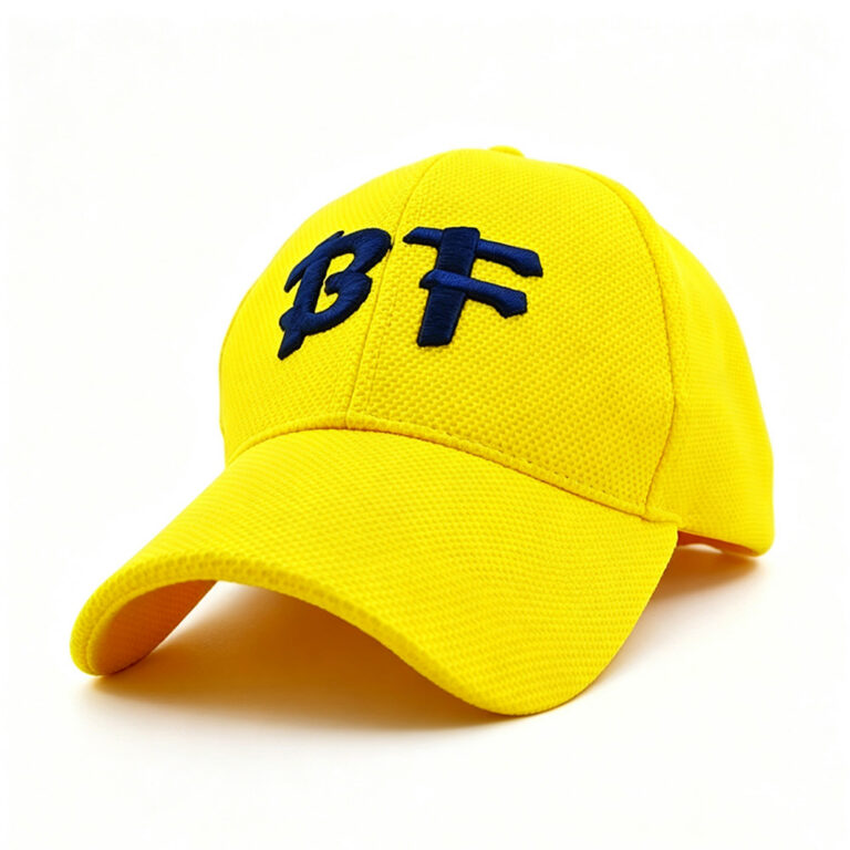 Baseball Caps Yellow 3D BF Embroidered Breathable Mesh Baseball Cap Unisex Adjustable Running Sports Hat