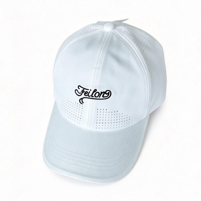Sports Caps Laser Cut Hole Ventilated Feilong Embroidered Logo Adjustable Baseball Cap Quick Dry Breathable Golf Running Outdoor Sports Hat