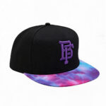 Flat Brim Caps Purple Blue Tie Dye Brim Adjustable Snapback Hat Hip Hop Street Style 3D Embroidered Black Flat Bill Cap