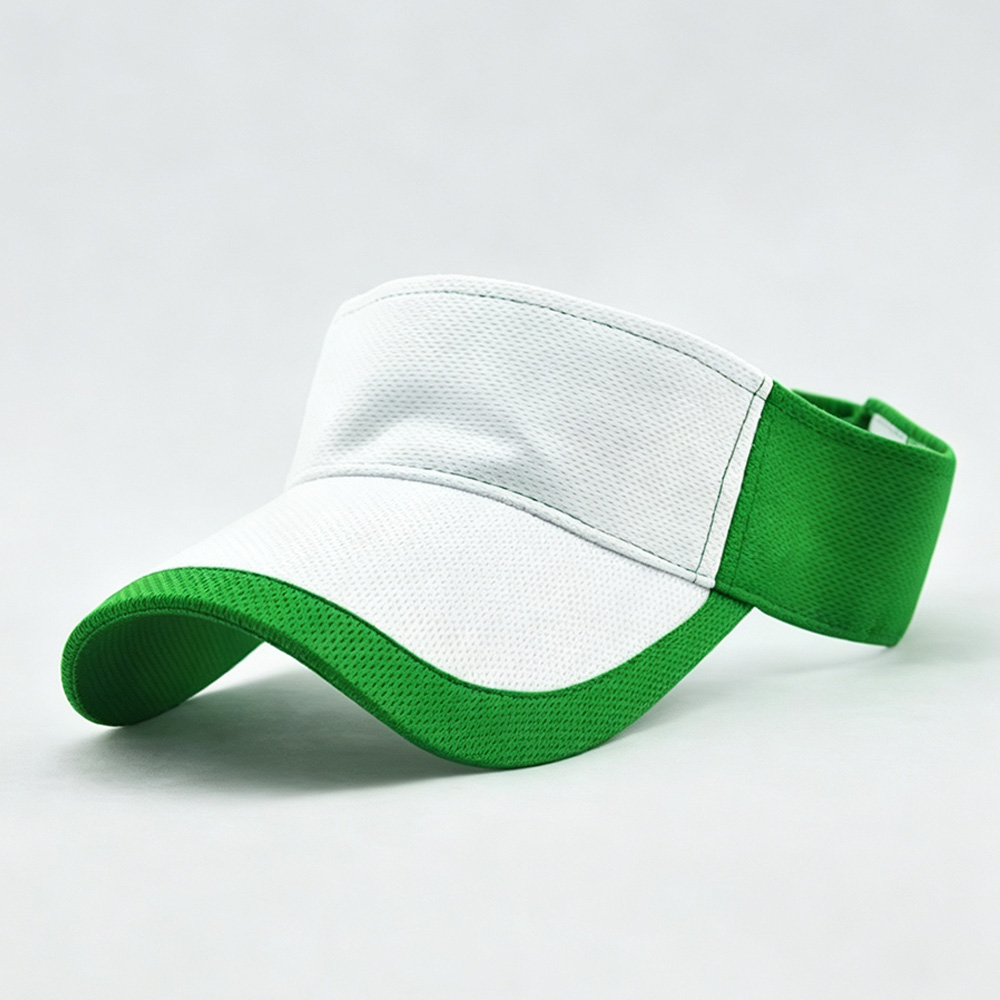 Visor Caps White Front Green Brim Adjustable Sports Sun Visor Hat Breathable Outdoor Cap
