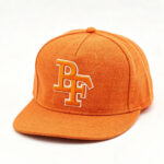Flat Brim Caps Orange 3D White-Outline BF Embroidered Flat Brim Outdoor Snapback Cap Casual Unisex Hip-Hop Streetwear Adjustable Baseball Hat