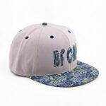 Flat Brim Caps Unisex Blue Yellow Tropical Leaf Print Brim Adjustable Snapback Hat Light Gray BF Embroidered Street Style Flat Bill Baseball Cap