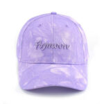 Baseball Caps Light Purple Tie Dye Flymoon Embroidered Adjustable Baseball Cap Unisex Casual Streetwear Outdoor Curved Brim Hat
