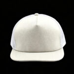 Trucker Caps White Blank Pebbled Faux Leather Breathable Flat Brim Trucker Hat Unisex custom Print Outdoor Mesh Back Adjustable Snapback Cap