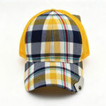 Trucker Caps Fashion Cotton Black and White Plaid Front Trucker Hat Unisex Adjustable Mesh Baseball Cap with Built-in Bottle Opener
