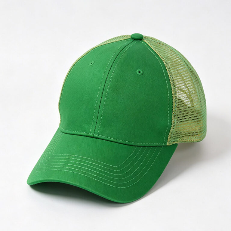 Trucker Caps Green Summer Unisex Blank Outdoor Mesh Trucker Hat Solid Color Breathable Adjustable Curved Brim Baseball Cap