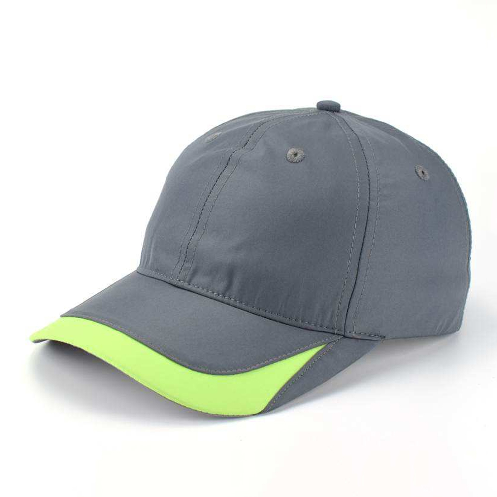 Sports Caps Lightweight Quick Dry Grey Contrast Lime Green Brim Baseball Cap Men Women Adjustable Outdoor Running Golf Curved Brim Sunshade Sports Hat