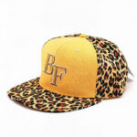 Flat Brim Caps Yellow BF 3D Embroidered Leopard Print Spliced Flat Brim Baseball Cap Unisex Hip-Hop Streetwear Adjustable Snapback Hat