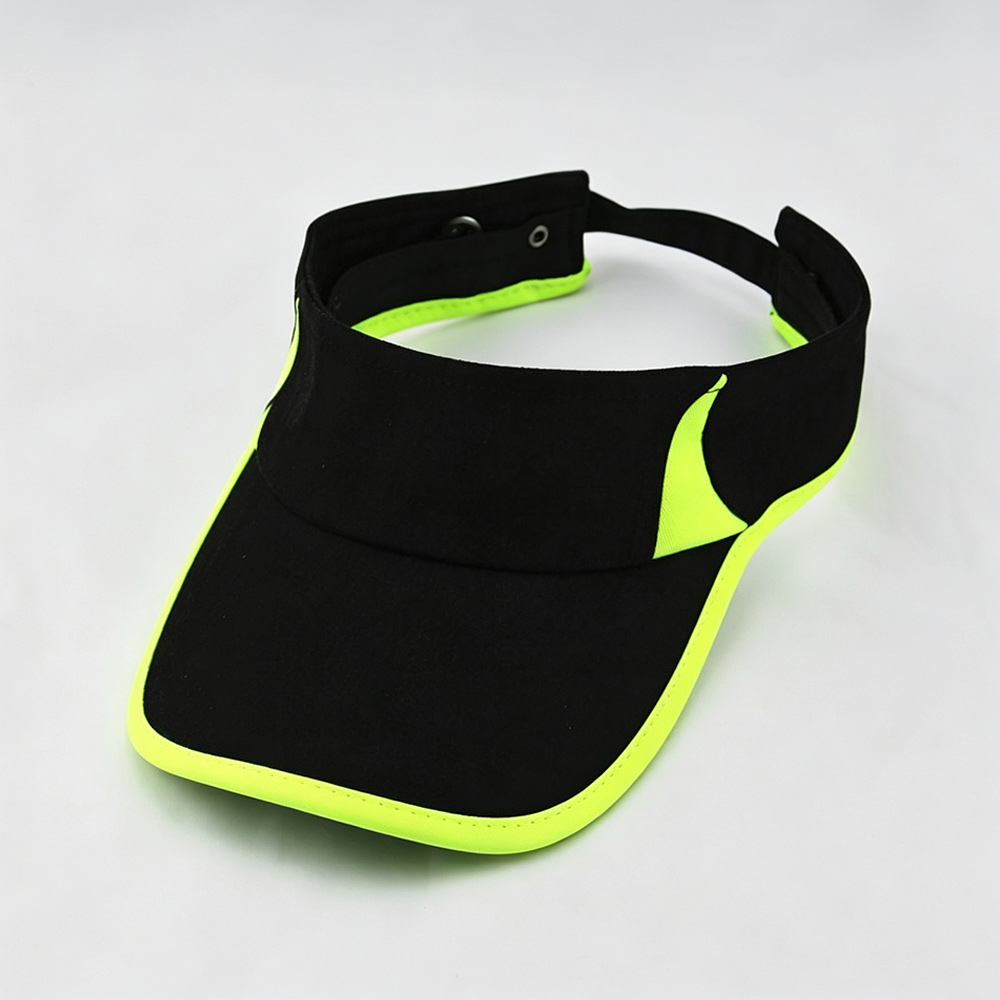 Visor Caps Lightweight Black Sun Visor Fluorescent Green Trim Adjustable Golf Sports Hat Summer Cotton Plain Running Empty Top Cap