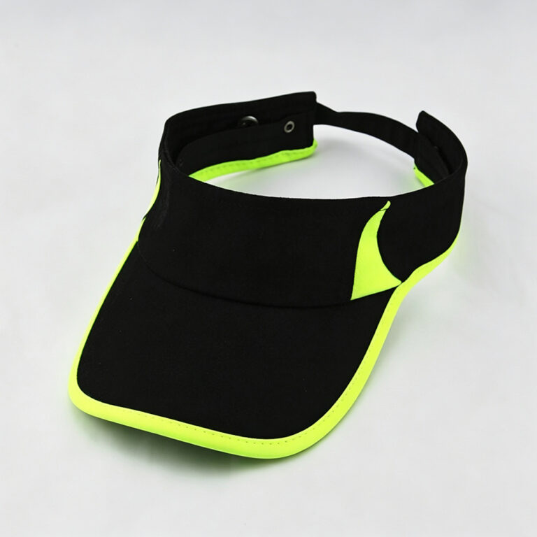 Visor Caps Lightweight Black Sun Visor Fluorescent Green Trim Adjustable Golf Sports Hat Summer Cotton Plain Running Empty Top Cap