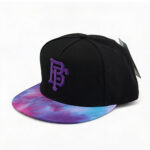 Flat Brim Caps Purple Blue Tie Dye Brim Adjustable Snapback Hat Hip Hop Street Style 3D Embroidered Black Flat Bill Cap