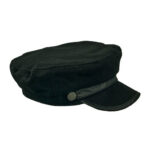 Newsboy Caps Classic Black Wool Blend Captain Fiddler Hat PU Leather Strap Winter Sailor Cap Vintage Casual Trim Metal Button Warm Lined Captain Cap