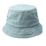 Bucket Hats Vintage Light Blue Washed Denim Travel Beach Outdoor Bucket Cap Unisex Casual Stone Breathable Vent Eyelets Sun Fisherman Hat