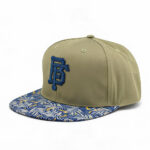 Flat Brim Caps Casual Olive Green BF 3D Embroidered Flat Brim Streetwear Baseball Cap Blue Tropical Leaf Print Adjustable Snapback Hat