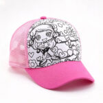 Trucker Caps Children DIY Coloring Doodle Kids Adjustable Trucker Hat Cartoon Girl Line Drawing Adjustable Curved Brim Mesh Baseball Cap