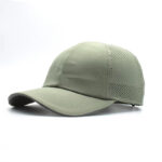 Sports Caps 6 Panel Sage Green Quick Dry Laser Cut Perforated Baseball Cap Breathable Running Golf Hiking Adjustable Outdoor Sports Sun Hat