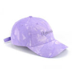 Baseball Caps Light Purple Tie Dye Flymoon Embroidered Adjustable Baseball Cap Unisex Casual Streetwear Outdoor Curved Brim Hat