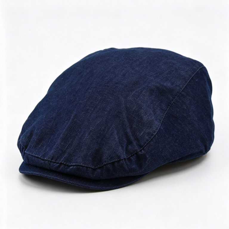 Newsboy Caps Vintage Dark Washed Denim Flat Cap Classic Ivy Newsboy Hat with Elastic Rear Band