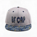 Flat Brim Caps Unisex Blue Yellow Tropical Leaf Print Brim Adjustable Snapback Hat Light Gray BF Embroidered Street Style Flat Bill Baseball Cap