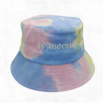 Bucket Hats 100% Cotton Tie-Dye Flymoon Embroidered Reversible Bucket Cap Striped Rainbow Colorful Fisherman Hat