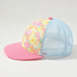 Trucker Caps Girls Pink Floral Print Outdoor Trucker Hat Summer Kids Light Blue Adjustable Mesh Baseball Cap