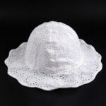Bucket Hats Summer Infant Baby White Lace Breathable Lightweight Bucket Cap Toddler Hollow-out Ruffle Wide Brim Beach Wavy Sun Fisherman Hat