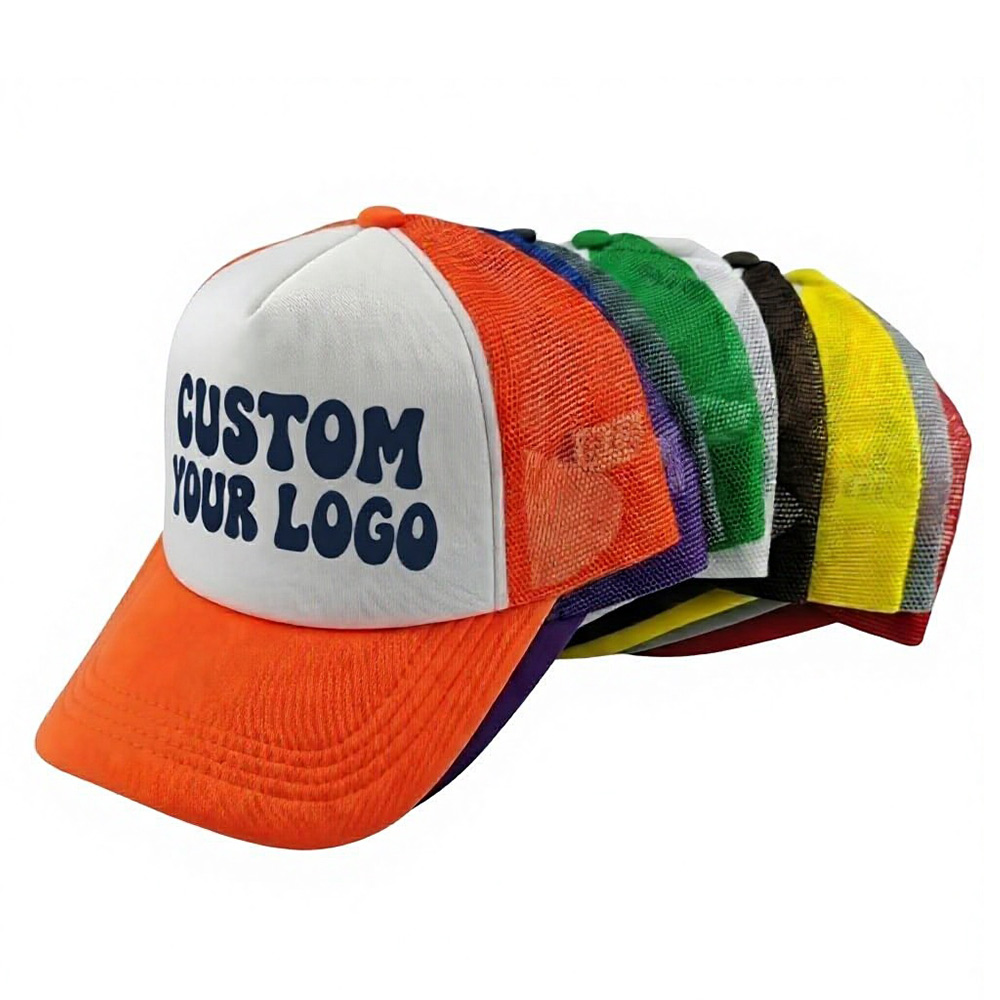 Trucker Caps Two Tone Custom Printed Logo Foam Adjustable Trucker Hat Multi Color Unisex Blank Mesh Baseball Cap