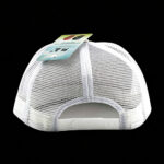 Trucker Caps White Blank Pebbled Faux Leather Breathable Flat Brim Trucker Hat Unisex custom Print Outdoor Mesh Back Adjustable Snapback Cap