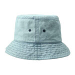 Bucket Hats Vintage Light Blue Washed Denim Travel Beach Outdoor Bucket Cap Unisex Casual Stone Breathable Vent Eyelets Sun Fisherman Hat