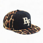 Flat Brim Caps Black Front Leopard Print BF Embroidered Spliced Flat Brim Adjustable Baseball Cap Unisex Hip-Hop 3D Gold Streetwear Snapback Hat