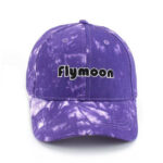 Baseball Caps Purple Tie Dye Flymoon Embroidery Logo Adjustable Brass Buckle Baseball Cap Unisex Trendy Streetwear Outdoor Curved Brim Sports Hat