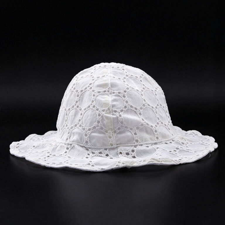 Bucket Hats Summer Infant Baby White Lace Breathable Lightweight Bucket Cap Toddler Hollow-out Ruffle Wide Brim Beach Wavy Sun Fisherman Hat