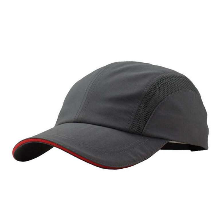 Sports Caps Quick Dry Dark Grey Breathable Side Mesh Hiking Cycling Running Baseball Cap Lightweight Red Brim Trim Adjustable Outdoor Sports Hat