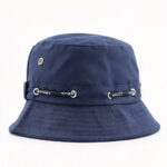 Bucket Hats Navy Blue Adjustable Drawstring Wide Brim Fisherman Hat Breathable Metal Eyelet Vent Sun Protection Sport Hiking Travel Bucket Cap