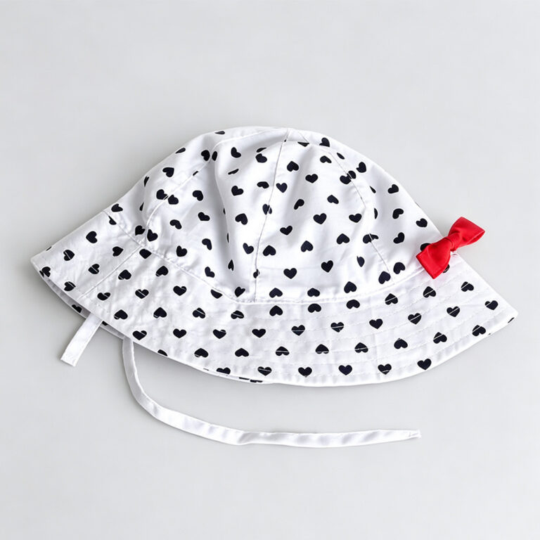 Bucket Hats Toddler Love Print Red Bow & Chin Strap Bucket Cap Baby Girls Heart Sun Protection Outdoor Fisherman Hat