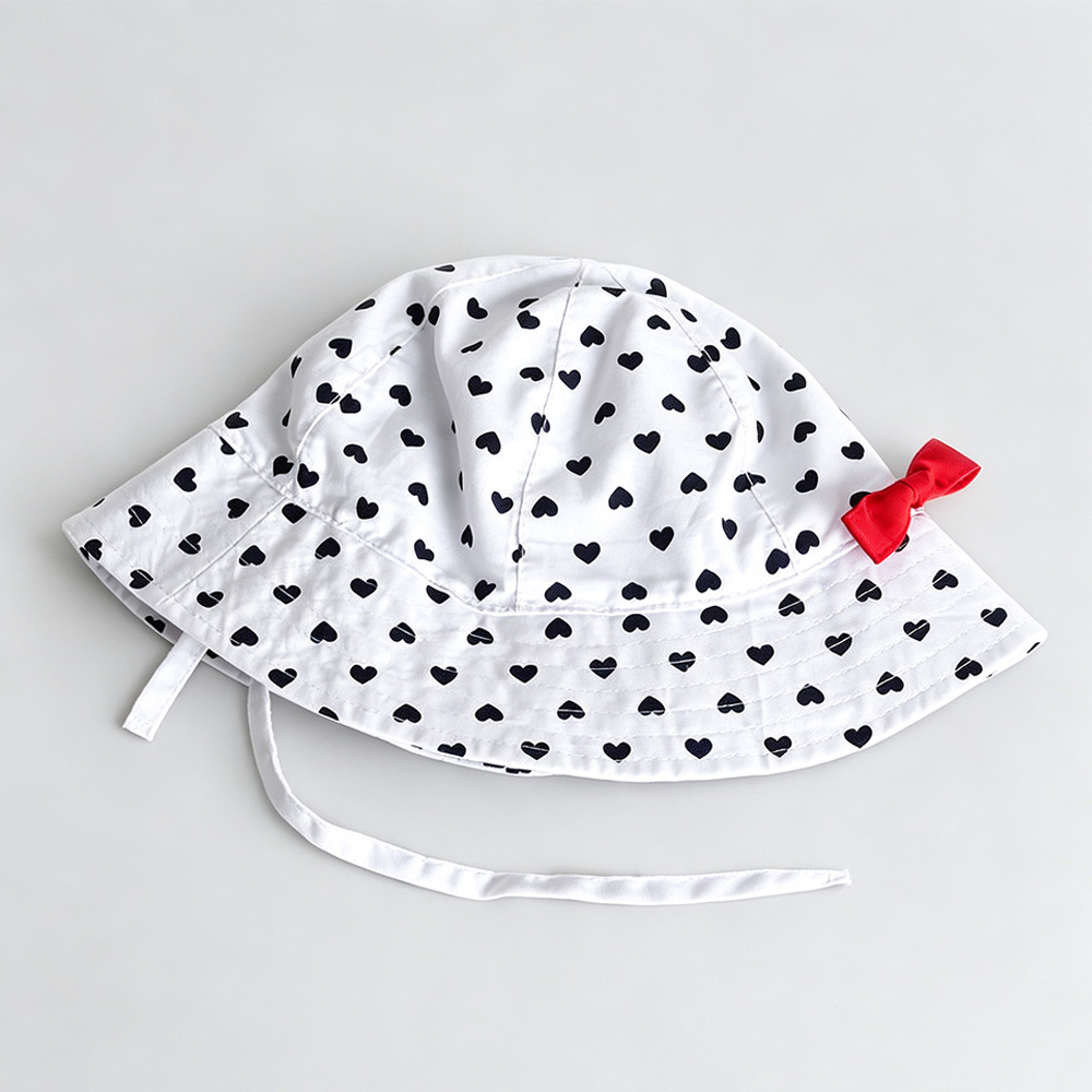 Bucket Hats Toddler Love Print Red Bow & Chin Strap Bucket Cap Baby Girls Heart Sun Protection Outdoor Fisherman Hat