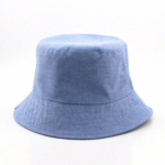 Bucket Hats Casual Unisex Light Blue Chambray Travel Beach Outdoor Bucket Cap Breathable Vent Eyelets Fisherman Hat