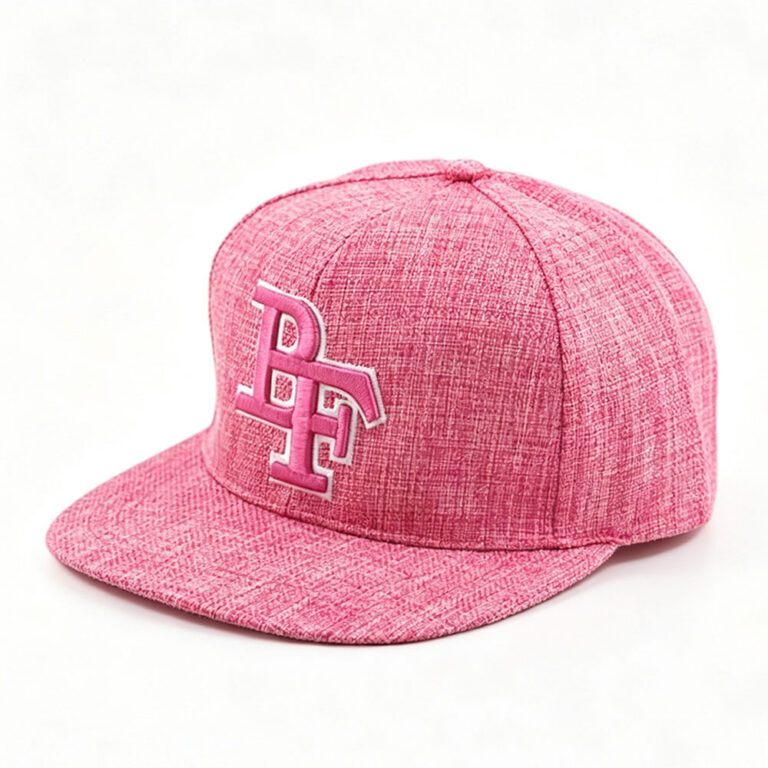 Flat Brim Caps Unisex Pink 3D White-Outline BF Embroidered Hip-Hop Adjustable Snapback Cap Casual Streetwear Outdoor Flat Brim Baseball Hat